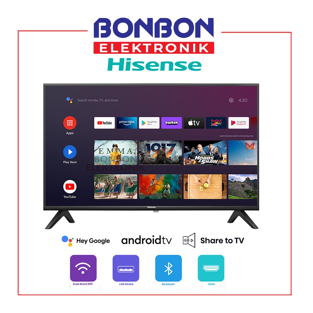 [GOJEK/GRAB] Hisense LED Android TV 32 inch 32A4200G Digital Full HD