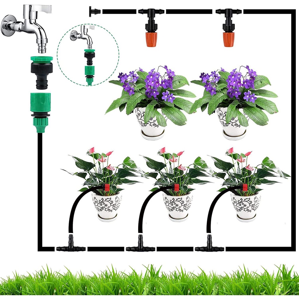 30m Peralatan Set Irigasi Air Taman Garden Watering Kit - Hitam