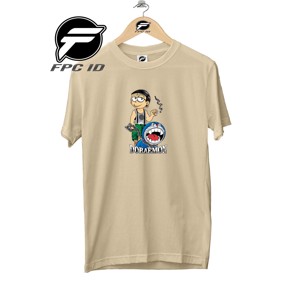 Kaos Anime Kartun Doraemon Rantai Monster Nobita Ngudud Cotton Combed 30s Pakaian Distro Jumbo