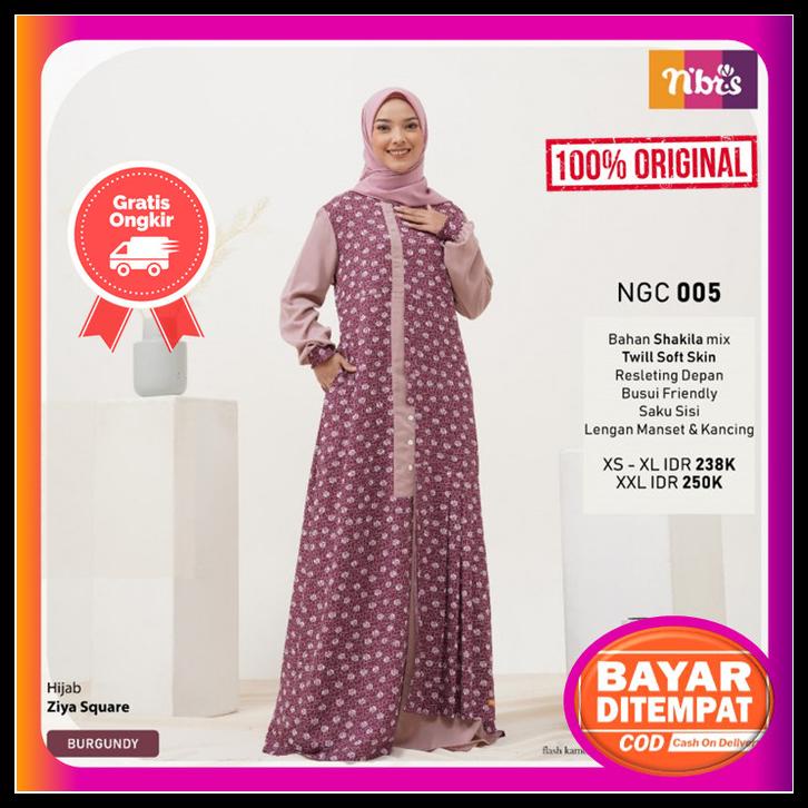 Gamis Nibras Terbaru Promo Wanita Dewasa Dress Couple Burgundy 2022