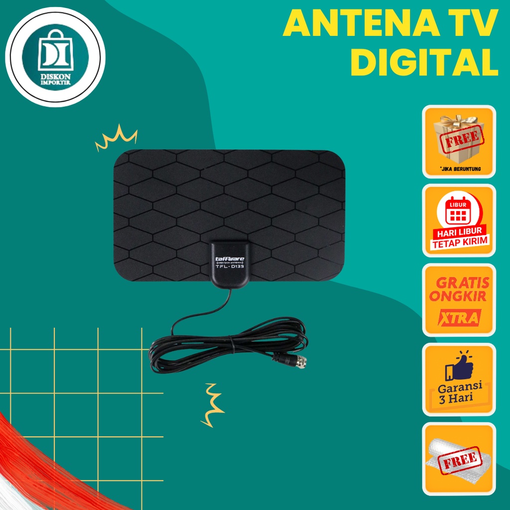 TAFFWARE TFL-D139 ANTENA TV DIGITAL DVB-T2 4K HIGH GAIN 25DB INDOOR Ori 100% Taffware Antena TV Televisi Digital Indoor Outdoor Antena Indoor Antena Outdoor Antena Jaringan Antena Siap Pakai Antena Luar Televisi Digital