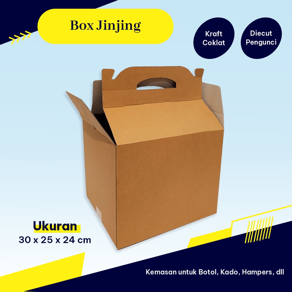 

Kardus/Box Jinjing SIZE 30 x 25 x 24cm - Box Jinjing Lebaran/Parcel - Bisa custom ukuran dan sablon