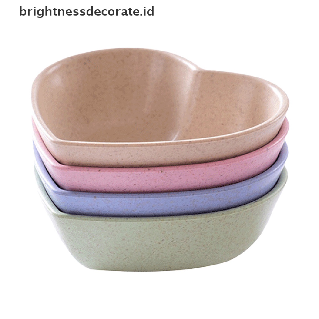 [Birth] Mini Lucu Love Bentuk Hati Wheat Straw Bowl Snack Piring Kecil Perlengkapan Dapur [ID]