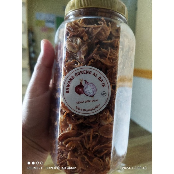 

bawang goreng al baik Super Premium( 1 toples besar (200 gram) Bawang asli tanpa tepung)