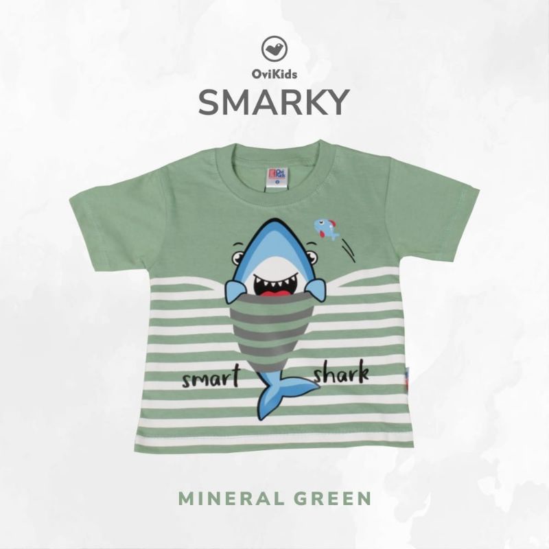 OVI KIDS SMARKY- baju anak laki laki kaos ocean smart shark printing