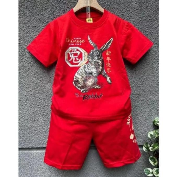SETELAN IMLEK ANAK BAJU IMLEK MERAH MOTIF KELINCI IMLEK 2023