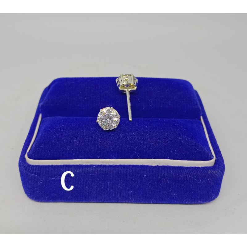 giwang model solitaire desi mp variasi ukuran kecil-besar/perak asli silver 925 lapis emas/perhiasan fashion wanita terbaru