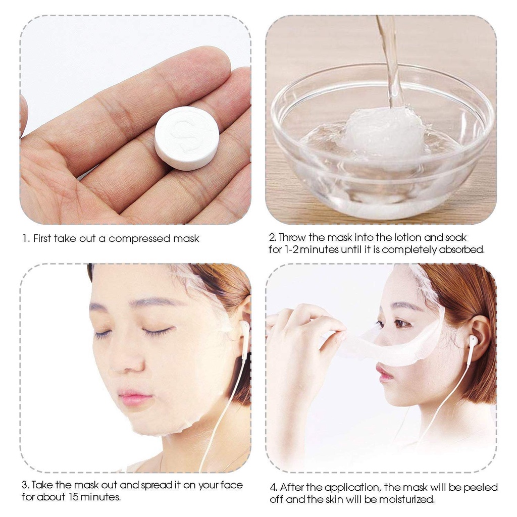 ISI 10 PCS COMPRESSED FACIAL MASK - Termurah !!! Masker Wajah Tablet Permen Compressed Facial Sheet Mask / Masker Wajah Pemutih dan Glowing Masker Muka DIY Masker Wajah Organik Korea Murah Skincare Alami Pria Wanita Anak Sekolah