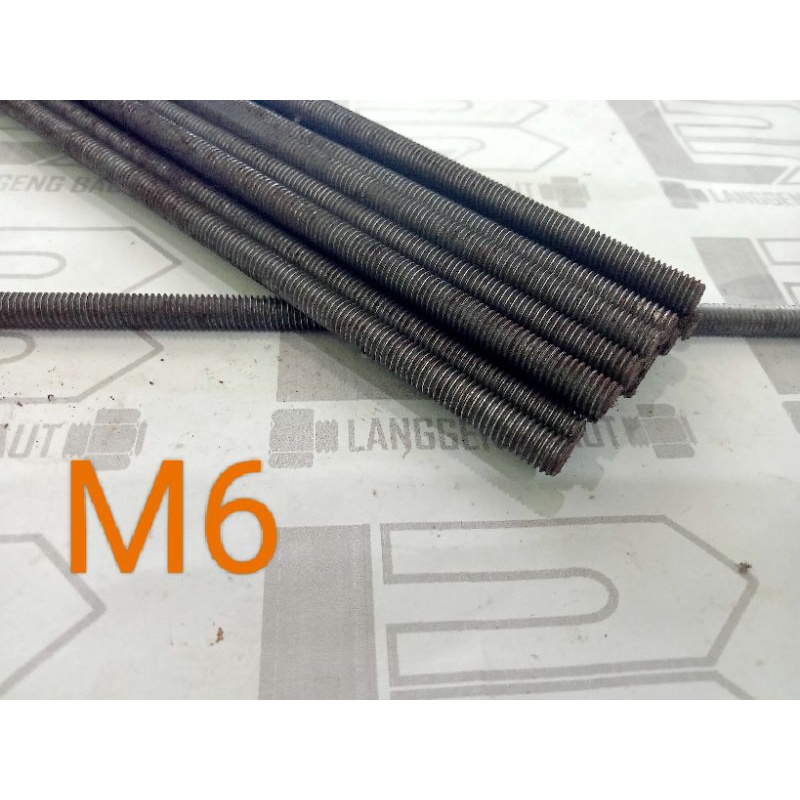 As Drat M6 / Baut 10 Besi Mentah Panjang 1 Meter