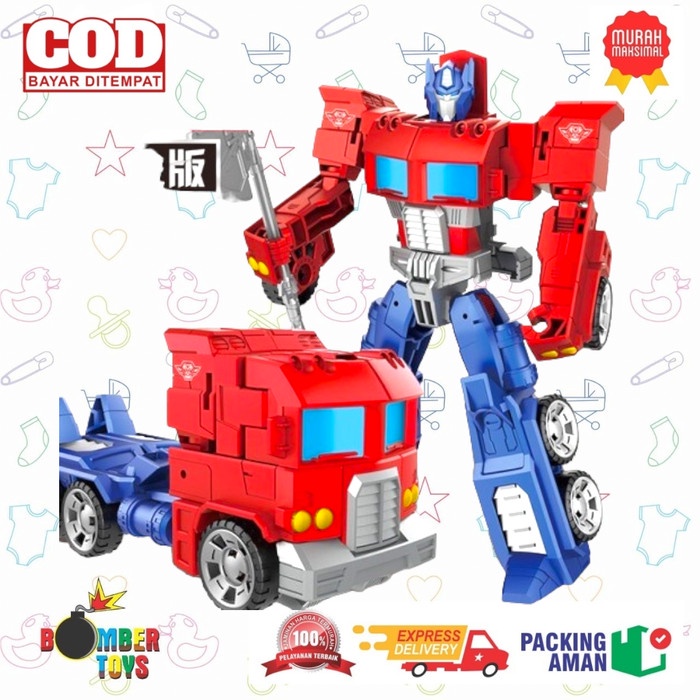 MAINAN ANAK ROBOT DEFORMATION TRANSFORMA MOBIL CAR OPTIMES MURAH RUBAH BENTUK SNI