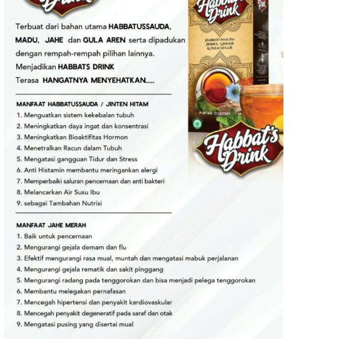 

Limited | TD4 | HABBATUSSAUDA DRINK /JAHE HABBATS PER BOX isi 10 sachet