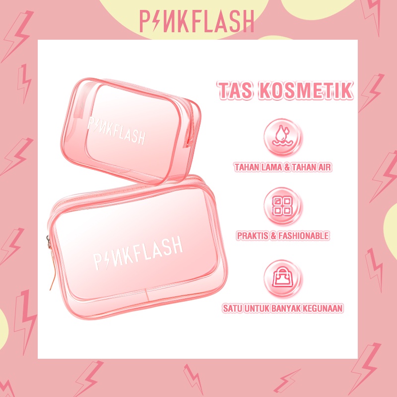 PINKFLASH Practical PVC Bag Waterproof Cosmetic Bag Wash Bag Transparent Thickened Material Wear-resistant Pressure-resistant Moisture-proof Multi-purpose