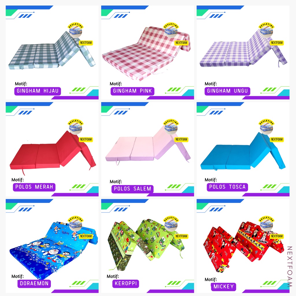 Sarung Kasur Busa Lipat Resleting Tebal 5,10, 15, 20 cm ukuran 200x200 200x180 200x160 200x145 200x120 200x100 200x90 200x80/ Cover Kasur Busa Inoac / Sprei Resleting