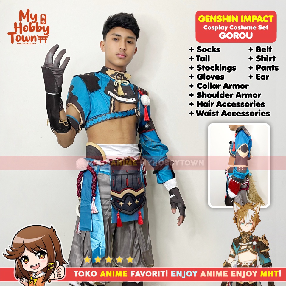 Kostum Cosplay Anime Game Genshin Impact Gorou