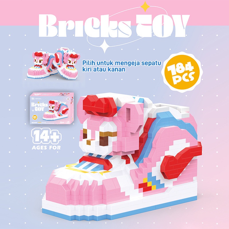 Mainan Balok Susun Model Sepatu Mainan Anak Mainan Edukasi DIY 3DPuzzle Nano Block