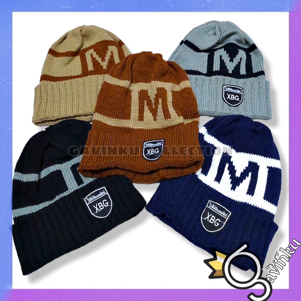 Topi Kupluk Anak Laki Laki Umur 3 4 5 6 7 8 Tahun Tanggung Rajut Knitted Motif M XBG Musim Dingin Murah Beanie Hat Usia Gaul Keren Model Baru Kekinian Korea Ketu Koplok Topu Kerpus Kuplok Perempuan