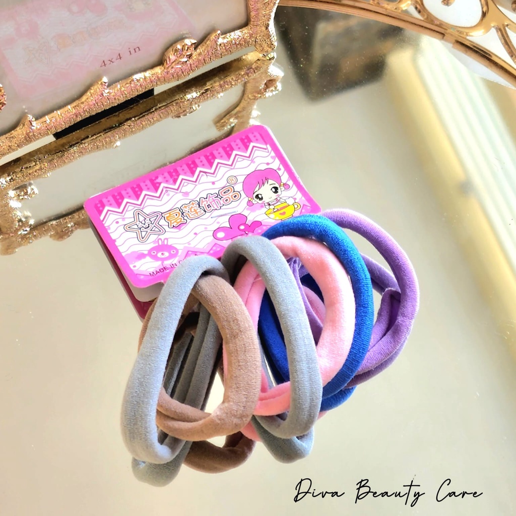 IKAT RAMBUT WARNA CERAH SIMPLE/Kuncir Rambut Isi 6 Elastis [KD13-39]