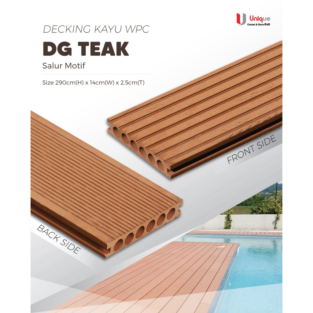 Decking WPC Lantai Kayu Taman Outdoor / Lantai Kayu Decking Kolam