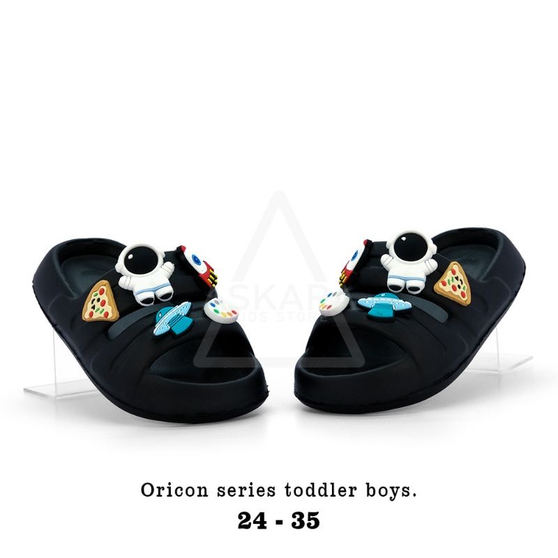 Sandal anak cowok casual double strap jibitz astronot jelly import new fashion