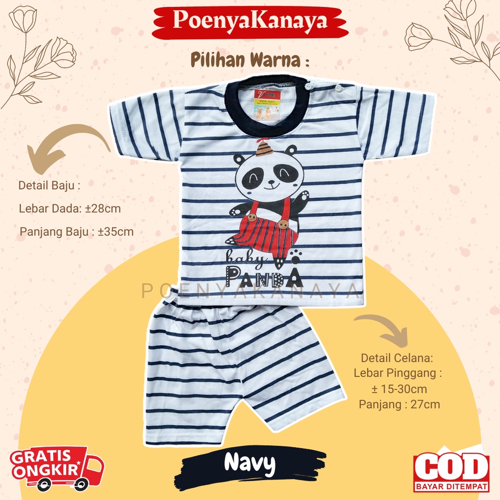 Setelan Baju Bayi Piyama PENDEK PANDA SALUR Viori Size 6-18 Bulan STL08