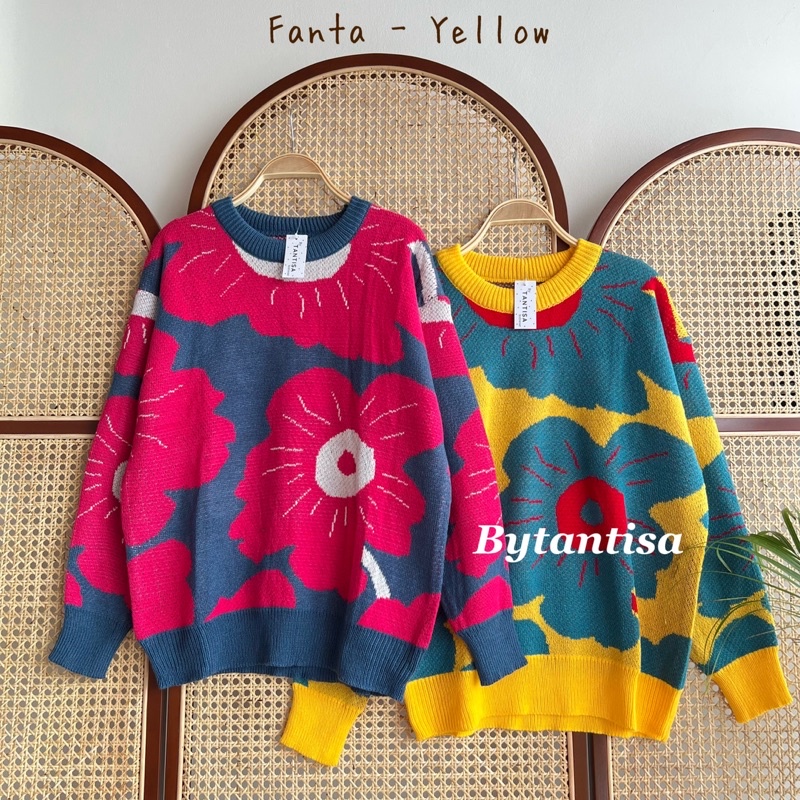 SWEATER RAJUT MOTIF BUNGA KANIA BAHAN TEBAL PREMIUM