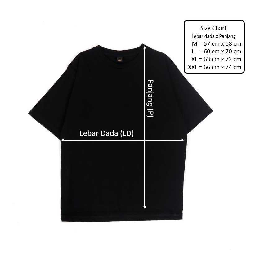 Pollac T-shirt Oversized Unisex Black Lady l Kaos Oversize Pria dan Wanita