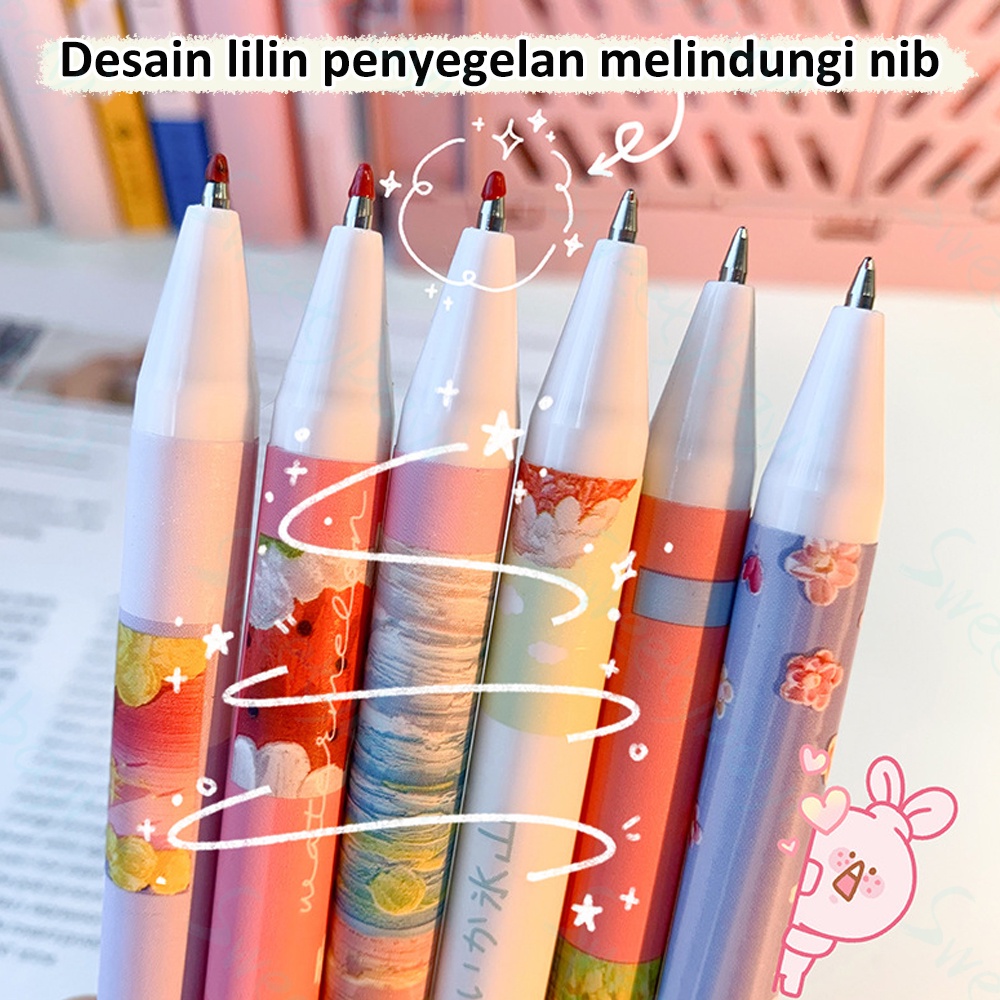 Sweetybayi 6pcs Pulpen pen gel mekanik 0.5mm Pen ballpoint mekanik motif kartun