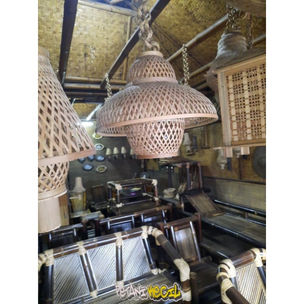 Kap lampu// Hiasan Lampu anyaman bambu/rotan