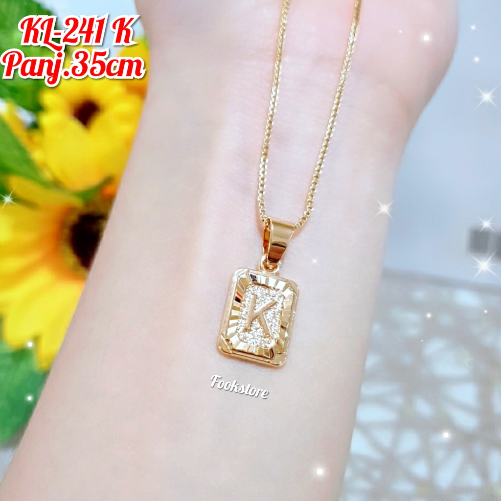 KALUNG ANAK LIONTIN HURUF /ALPABET ANTI ALERGI/COD