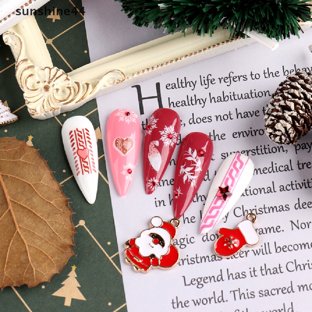 Sunshine 3D Stiker Kuku Natal Xmas Snowflakes Perekat Decals Nail Art Dekorasi.