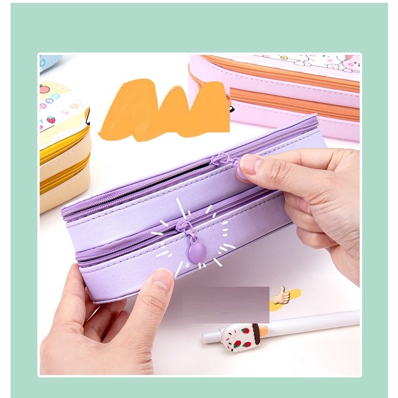 Pouch Pena Kotak Pencil Pensil Case Tempat Simpan Alat Tulis Organizer Warna Pastel GM-ST0213