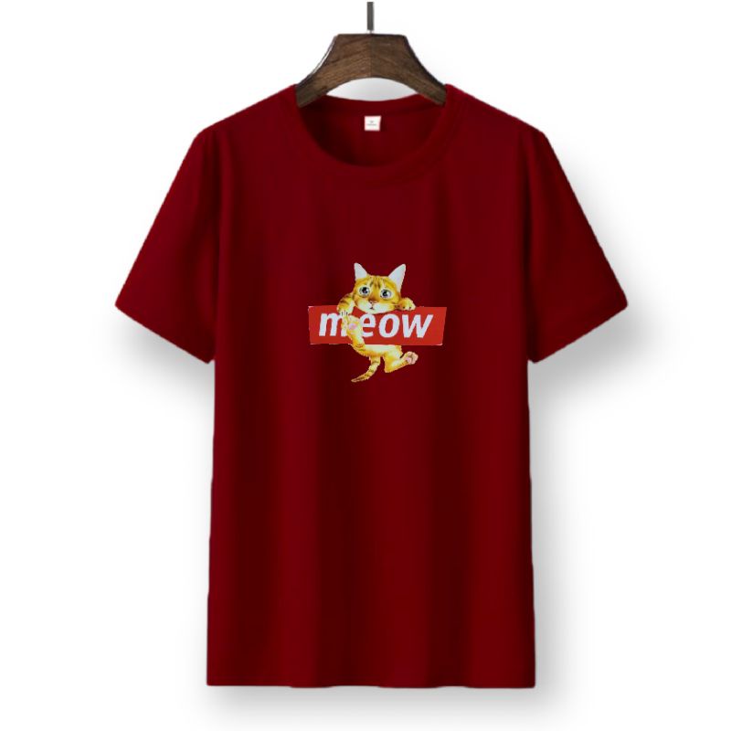 kaos dewasa cewek cowok ukuran m l xl xxl xxxl kucing oren meow