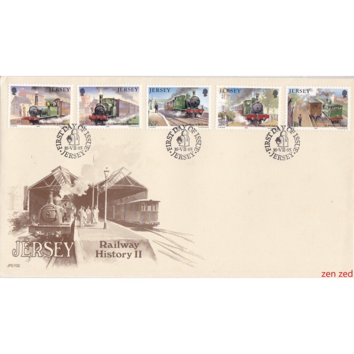 

A745 Prangko Jersey FDC 1985 Steam Locomotives 1 Pcs