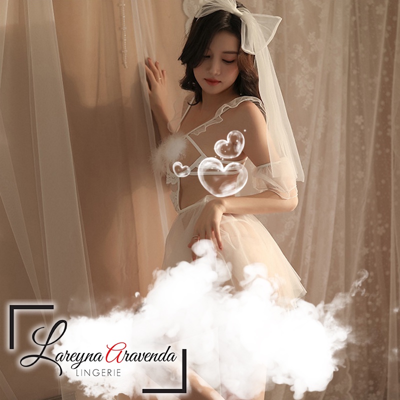 Lareyna Aravenda Set Lingerie Gaun Malam + Bando + CD Model Kostum Pengantin LG558