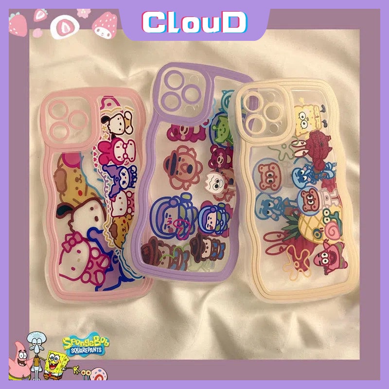 IPHONE Casing Ponsel Tepi Bergelombang Kartun Kompatibel Untuk Iphone11 13 12 14 Pro Max6 7 6s 14 8 Plus X XR XS Max SE 2020 Hewan Disney Lucu Shockproof Lembut Tpu Penutup Belakang SE 2020