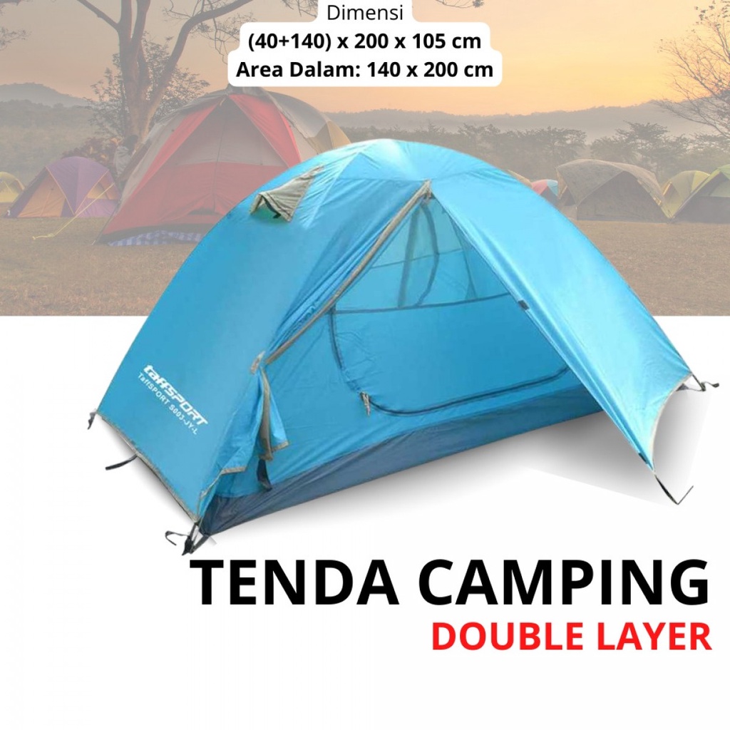 Tenda Camping Polyester Double Layer 2 Orang Taffsport Backpacking Outdoor