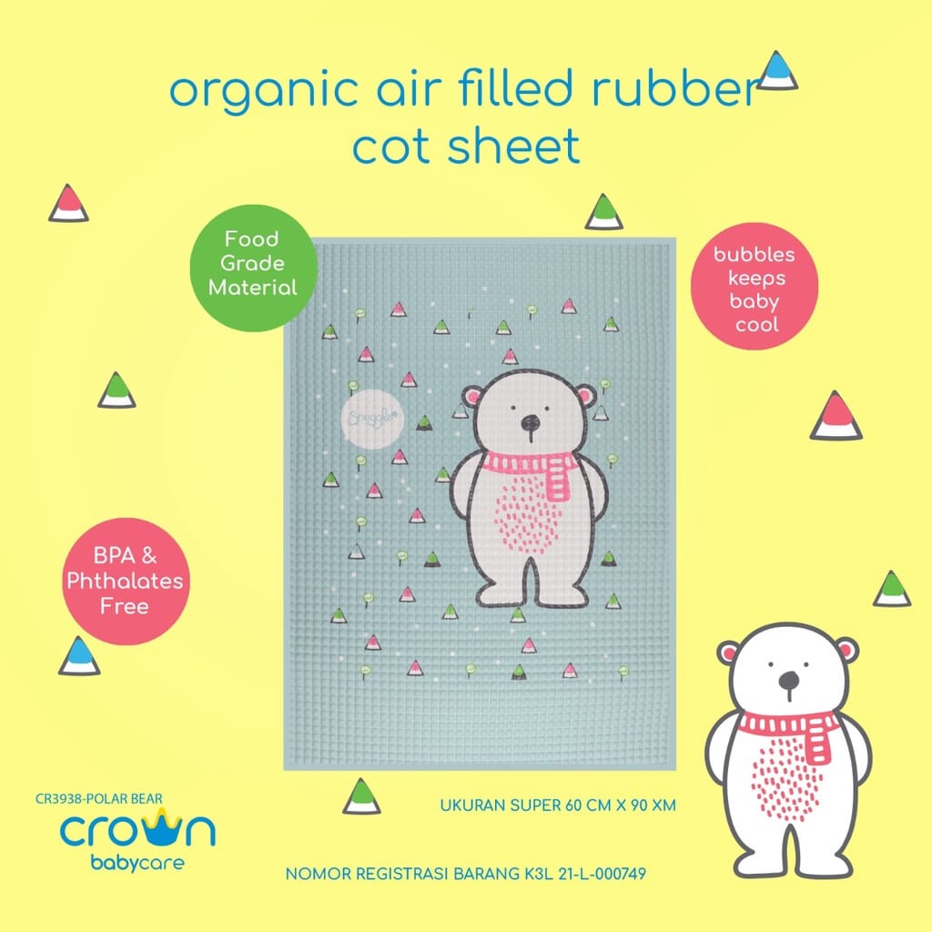 Sugar Baby Perlak Karet Organik Healthy Cot Sheet 90x60 Perlak Bayi