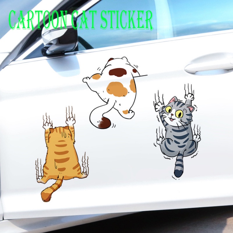 Decals Hias Kucing Mobil Lucu/PVC Auto Sticker Kartun Mainan Anak Stiker Mobil Truk Motor Helm