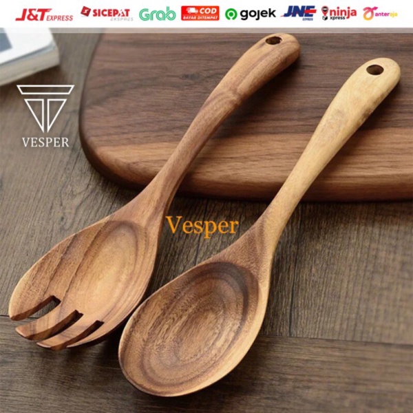 

Promo Wooden big spoon fork set salad / sendok garpu kayu ukuran besar jumbo Berkualitas