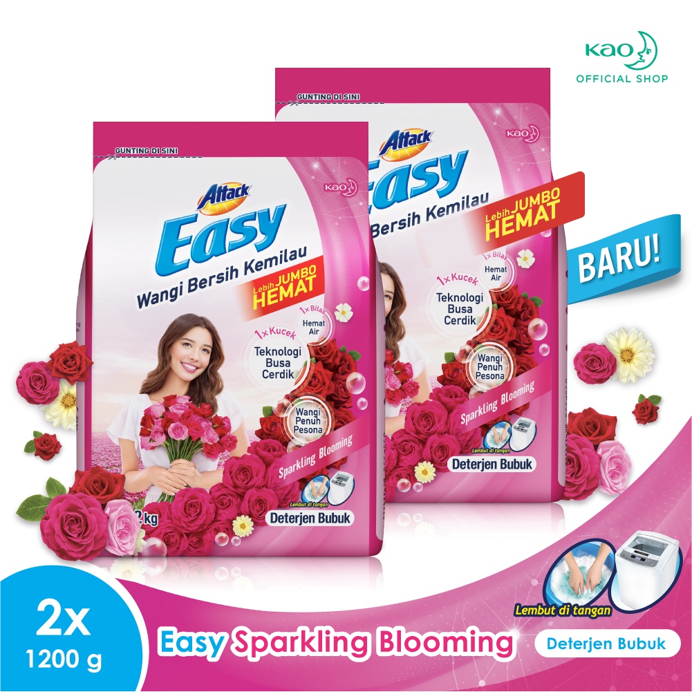 ATTACK EASY SPARKLING BLOOMING DETERJEN BUBUK 1.2 KG WANGI BERSIH X 2