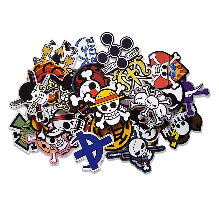 

36 Pcs Stiker Set Jolly Roger Logo One Piece Bahan Vinil Tahan Air Waterproof