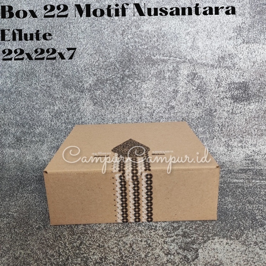 

Box Kardus Corugated Eflute Die cut ukuran 22x22x7 Motif Nusantara Untuk Kotak Hampers Kue Packing online