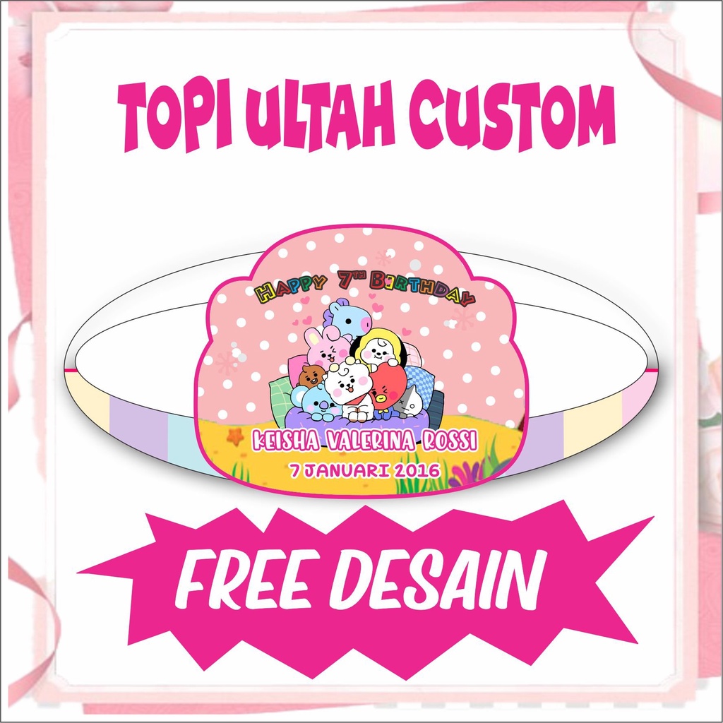 Ready Topi BT21 topi ulang tahun anak dekorasi pesta ulang tahun BT21 perlengkapan pesta ultah anak 