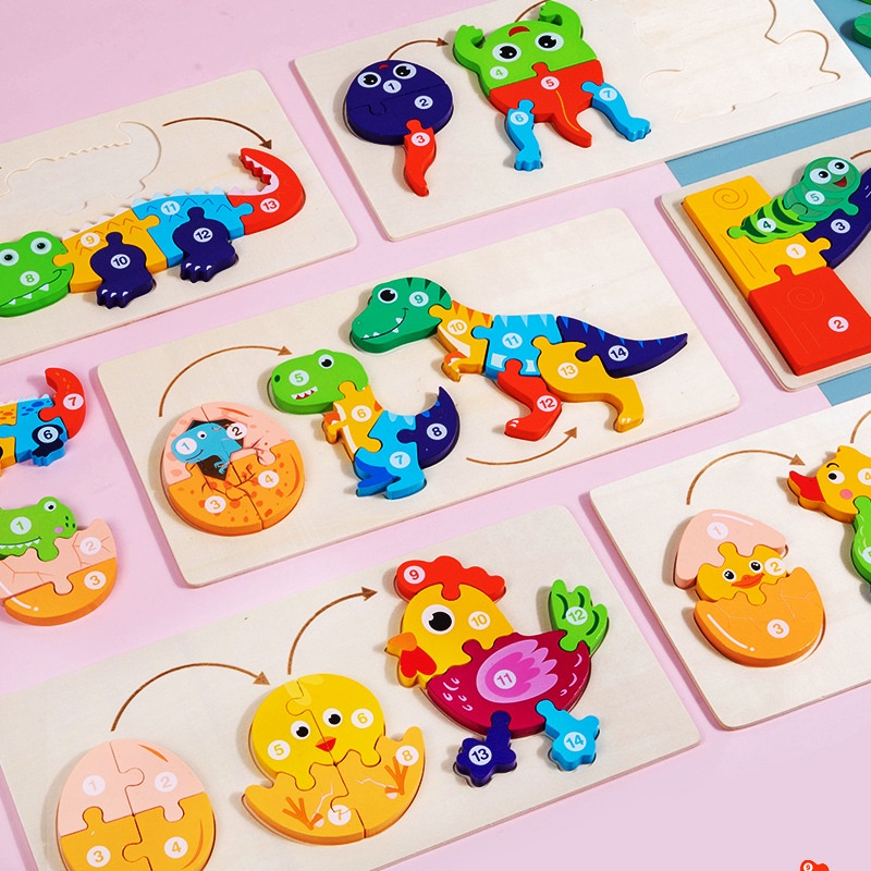 TweedyToys - Puzzle Metamorfosis Hewan /Jigsaw Puzzle Kayu Timbul / Mainan Edukasi Anak