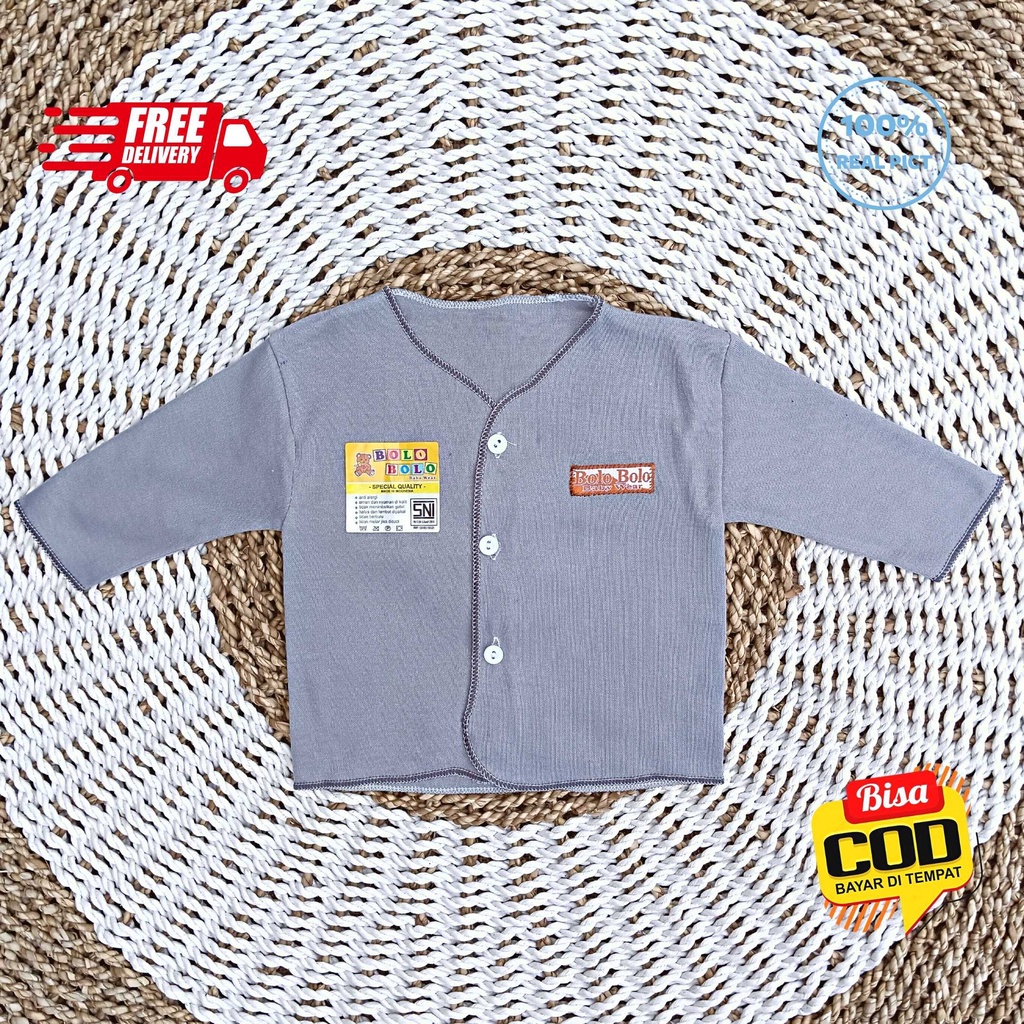 SALE 7.7 Serian Abu - 3 pcs Baju Bayi Tangan Panjang Bayi Baru Lahir 0 sd 3 Bulan Grey Series merk SNI Bolo - Bolo