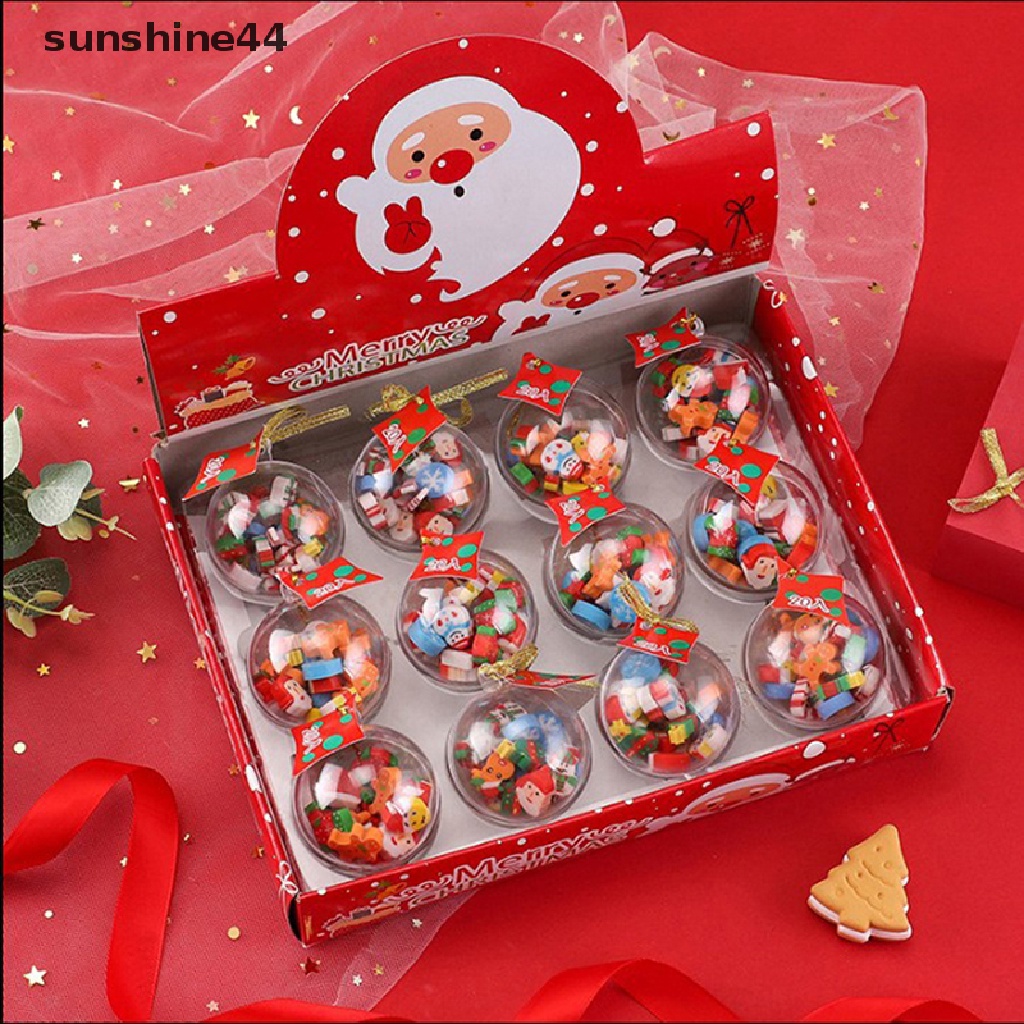 Sunshine 20pcs Min Merry Christmas Erasers Untuk Hadiah Anak Kawaii Stationery Novelty Santa.