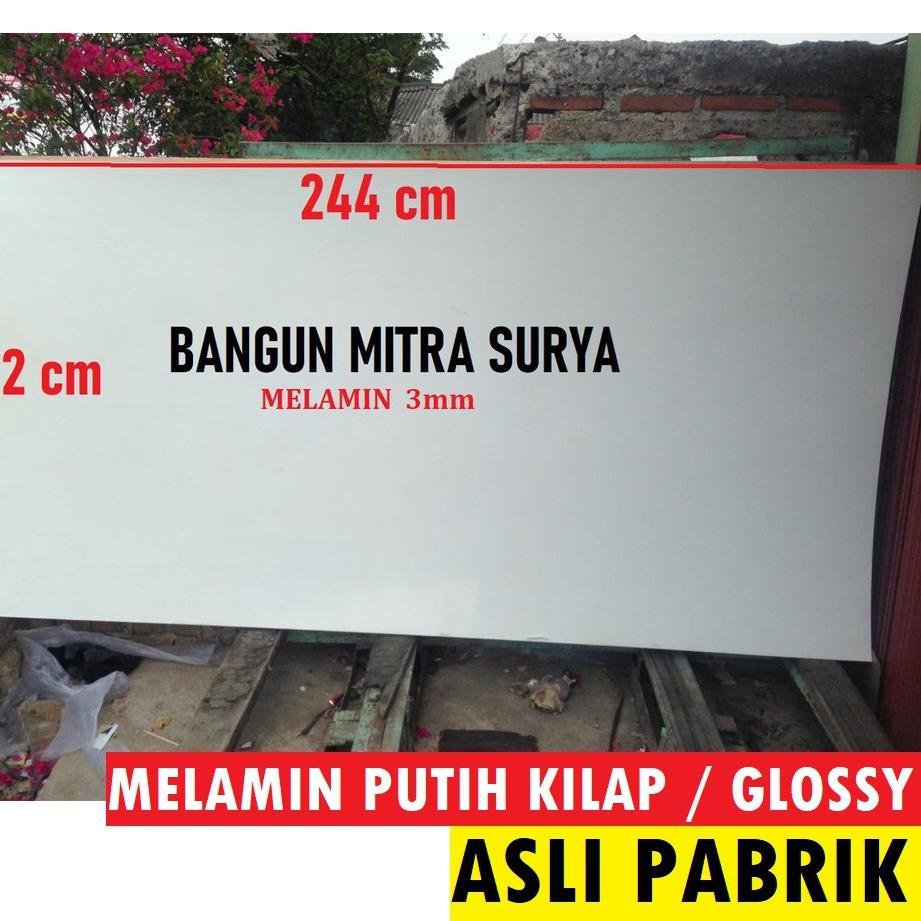 Depan1 Melamin Putih Glossy Kilap 3mm Uk 122x244 Papan Triplek Kayu PVC Kuat