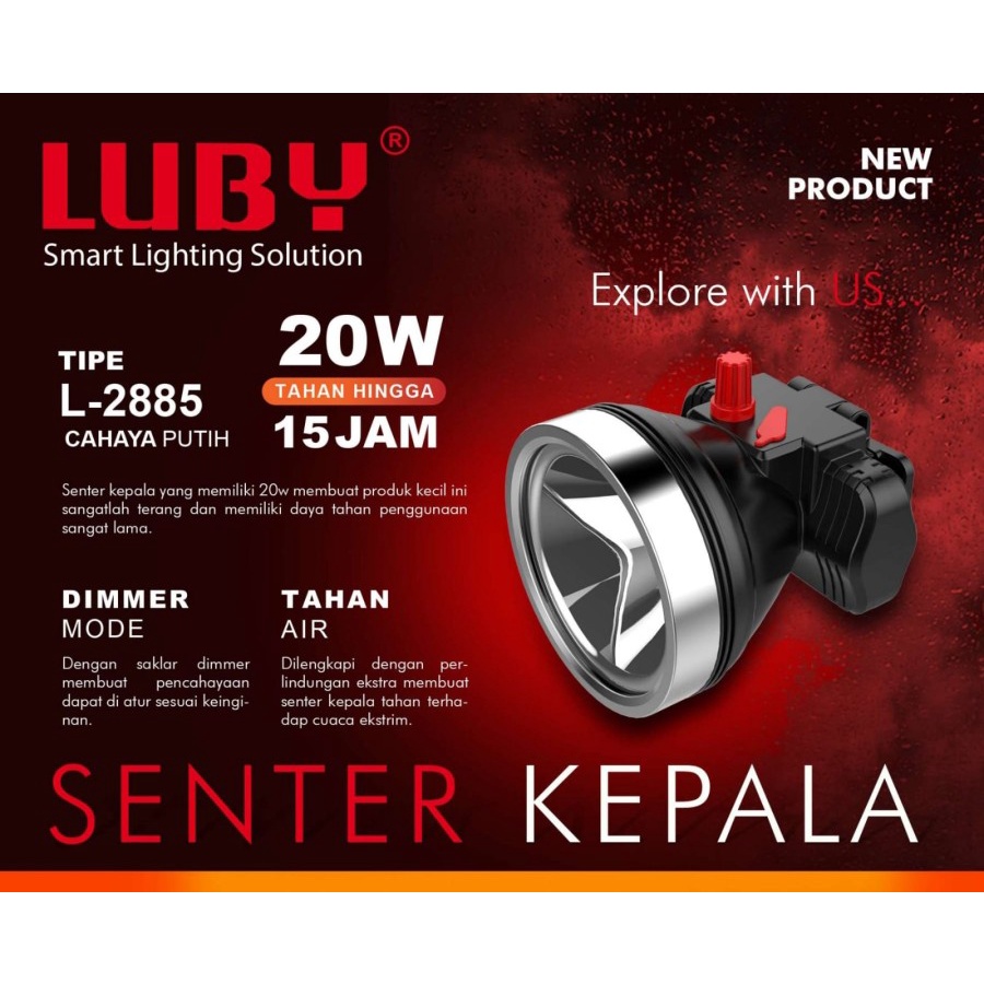 Senter Kepala LED Luby L-2885 FREE Lampu LED DC / Headlamp Luby L2885 GRATIS Lampu