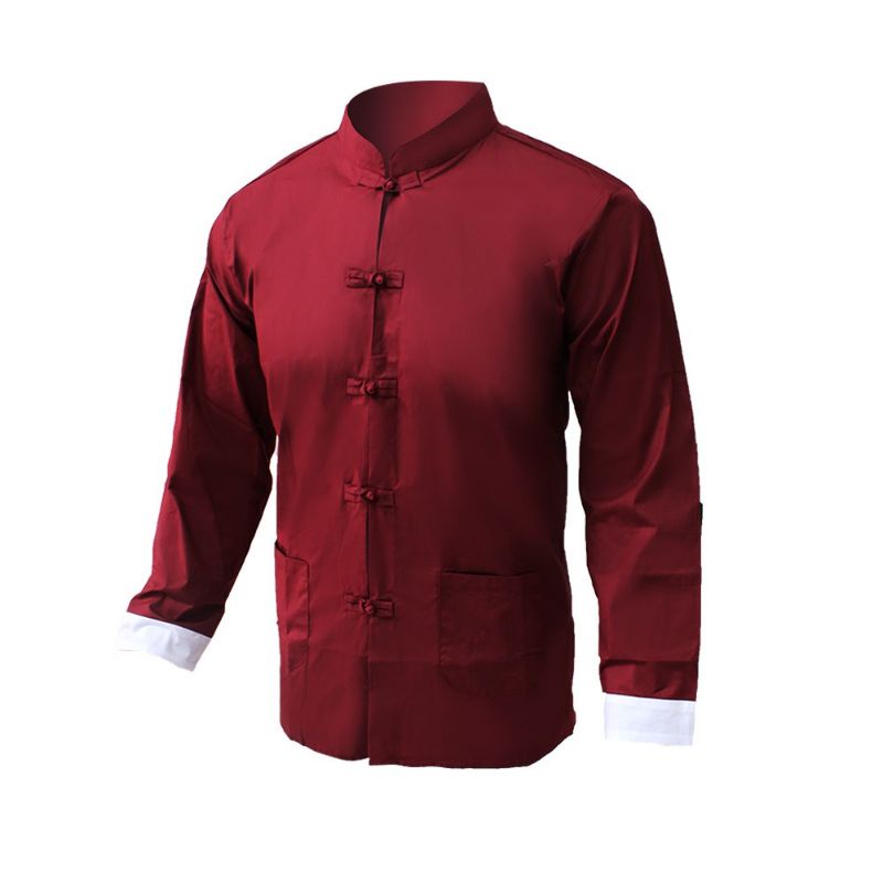 KEMEJA BAJU HEM IMLEK PRIA CHINESE NEW YEAR CNY SINCIA SHIRT WARNA MERAH MAROON ALL SIZE LENGAN PANJ