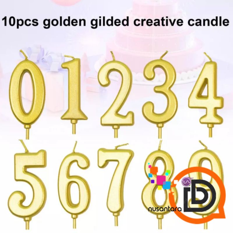 LILIN ANGKA 0-9 GOLD DAN SILVER / Lilin Ultah emas perak / Lilin ulang tahun nomor ultah HBD